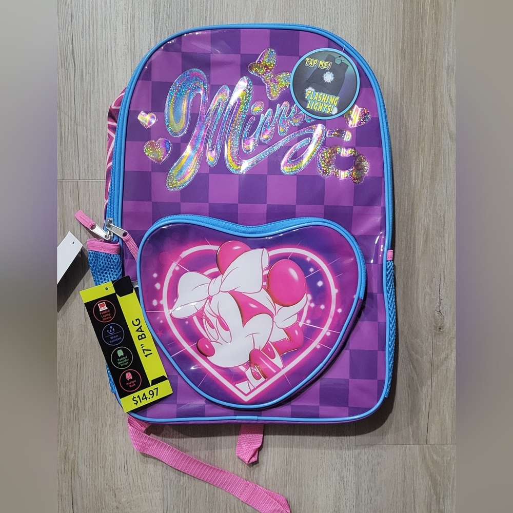 🆕️ Disney 17" Minnie Mouse Light Up Backpack